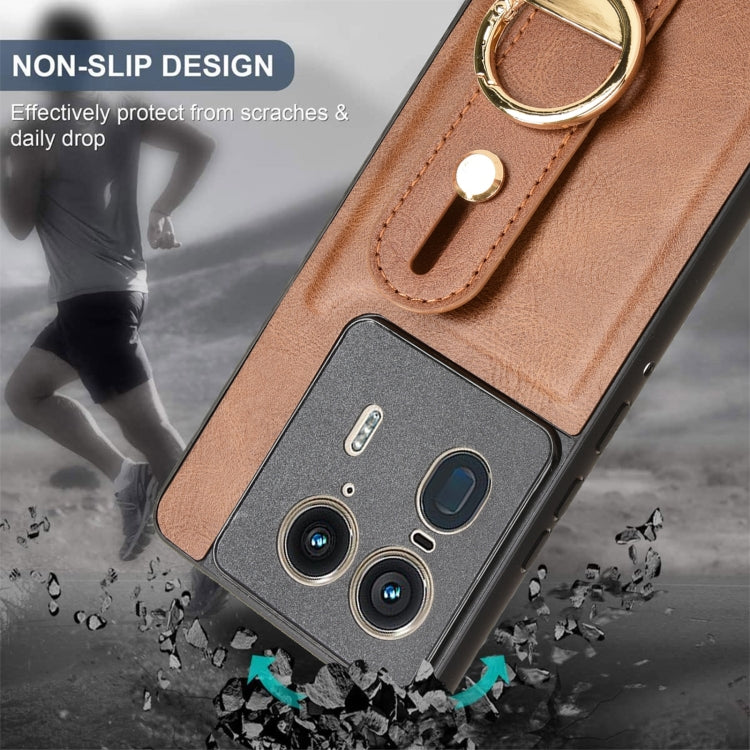 For Motorola Edge 50 Ultra Wristband Leather Back Phone Case