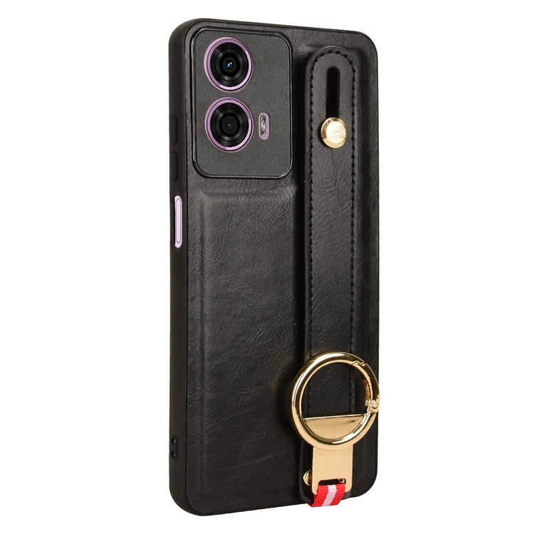 For Motorola Moto E14 Wristband Leather Back Phone Case