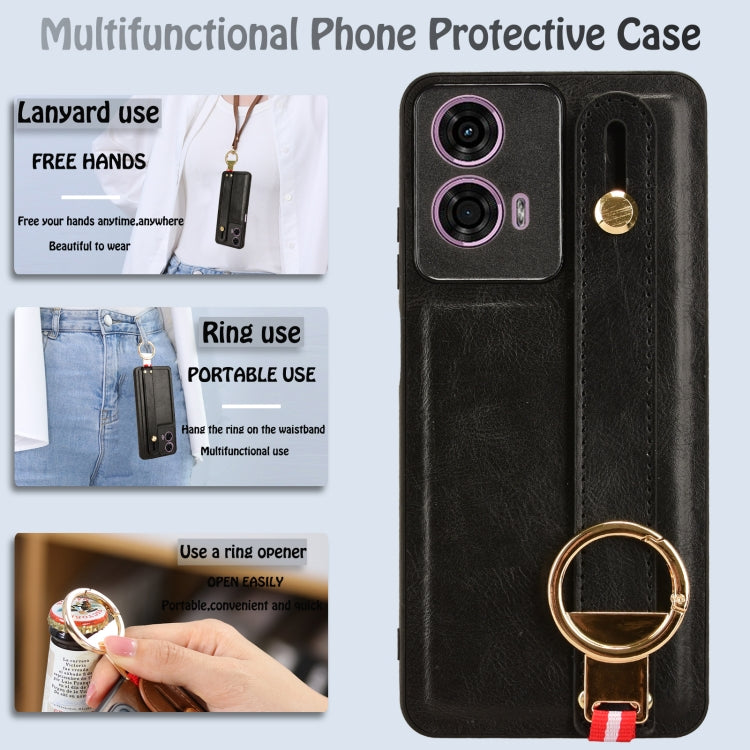 For Motorola Moto E14 Wristband Leather Back Phone Case