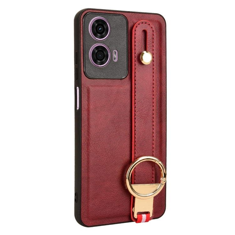 For Motorola Moto E14 Wristband Leather Back Phone Case