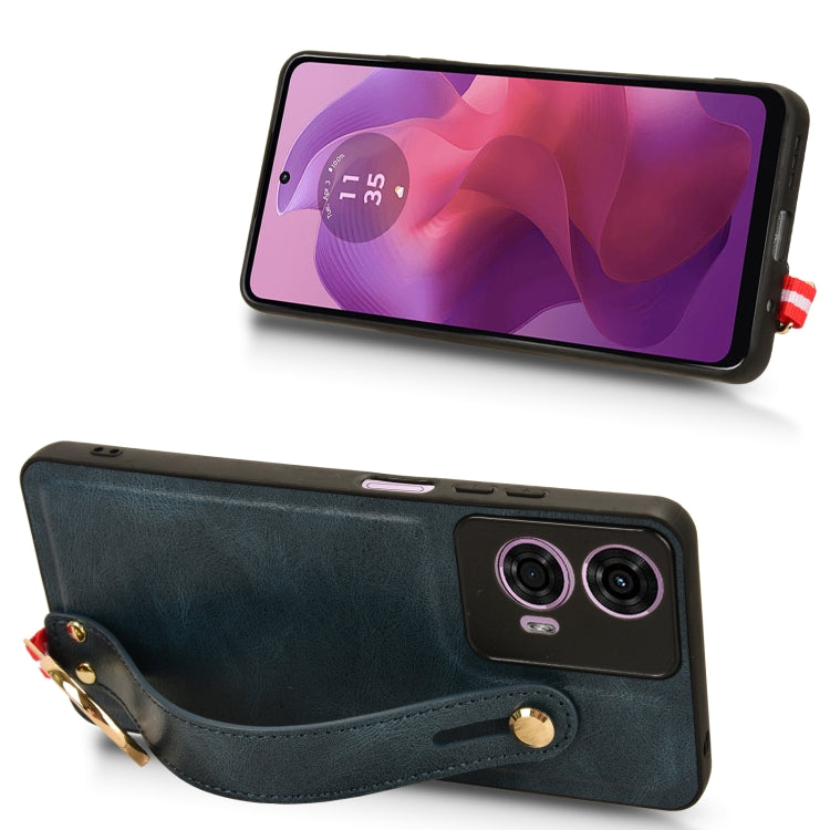 For Motorola Moto E14 Wristband Leather Back Phone Case