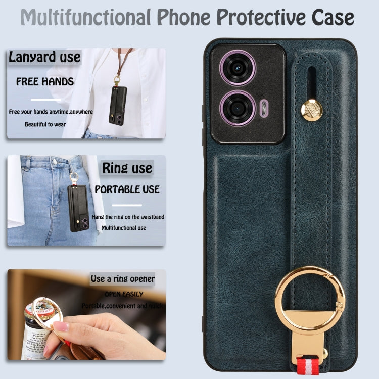 For Motorola Moto E14 Wristband Leather Back Phone Case