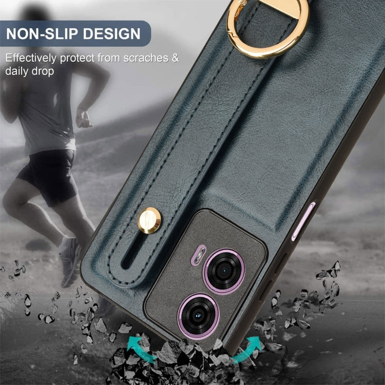For Motorola Moto E14 Wristband Leather Back Phone Case