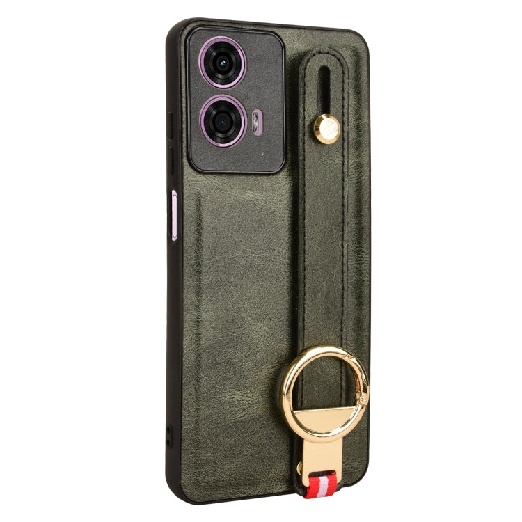 For Motorola Moto E14 Wristband Leather Back Phone Case