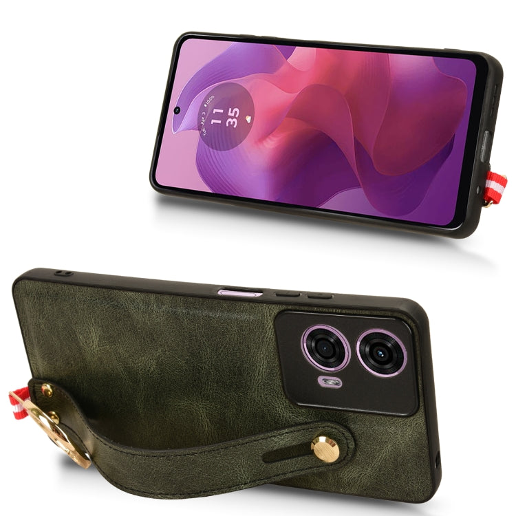 For Motorola Moto E14 Wristband Leather Back Phone Case