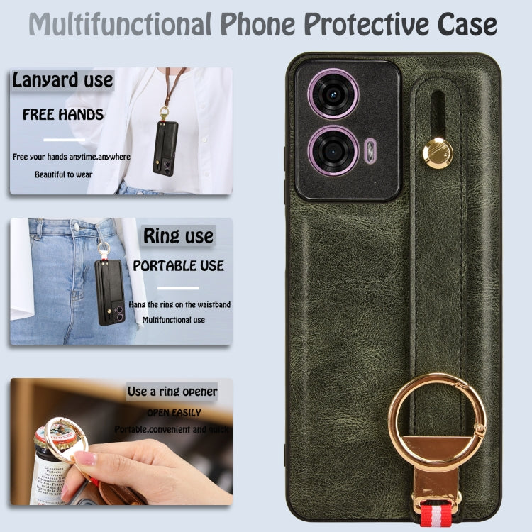 For Motorola Moto E14 Wristband Leather Back Phone Case