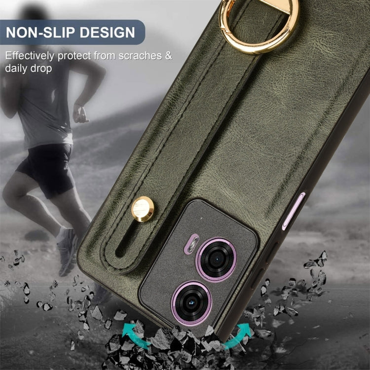 For Motorola Moto E14 Wristband Leather Back Phone Case