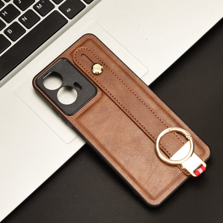 For Motorola Moto E14 Wristband Leather Back Phone Case