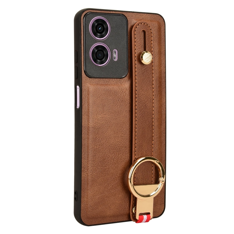 For Motorola Moto E14 Wristband Leather Back Phone Case