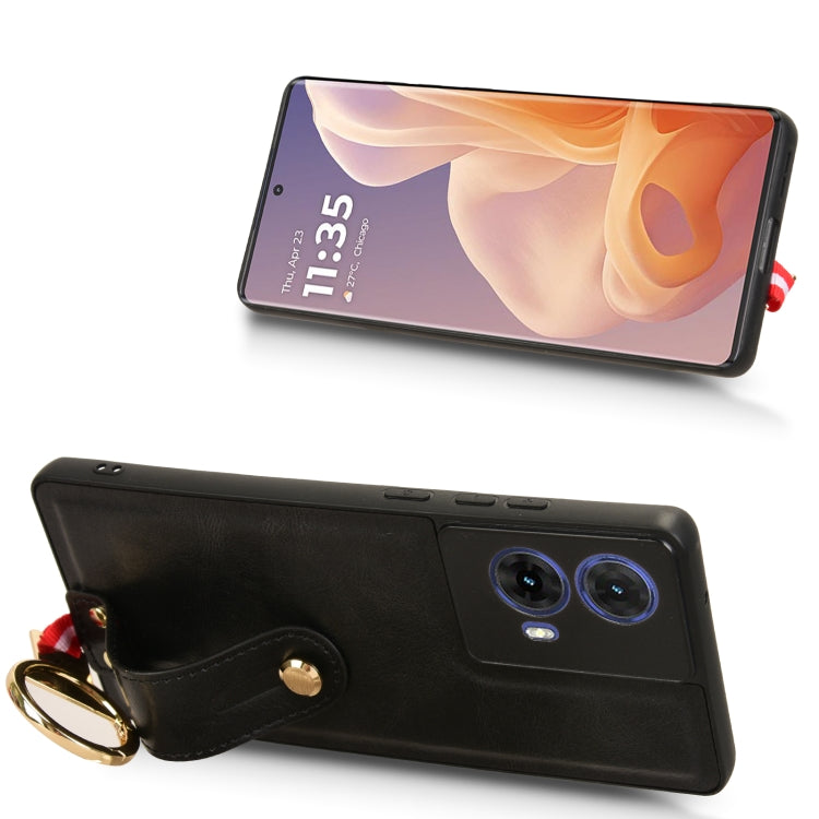 For Motorola Moto G85 5G Wristband Leather Back Phone Case