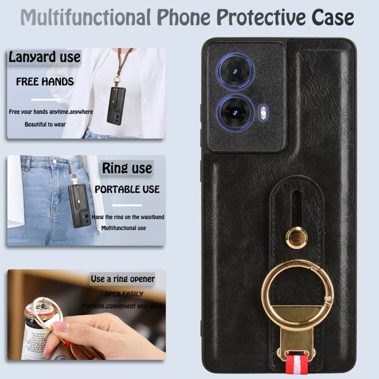 For Motorola Moto G85 5G Wristband Leather Back Phone Case