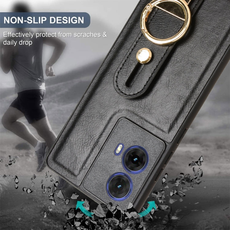 For Motorola Moto G85 5G Wristband Leather Back Phone Case