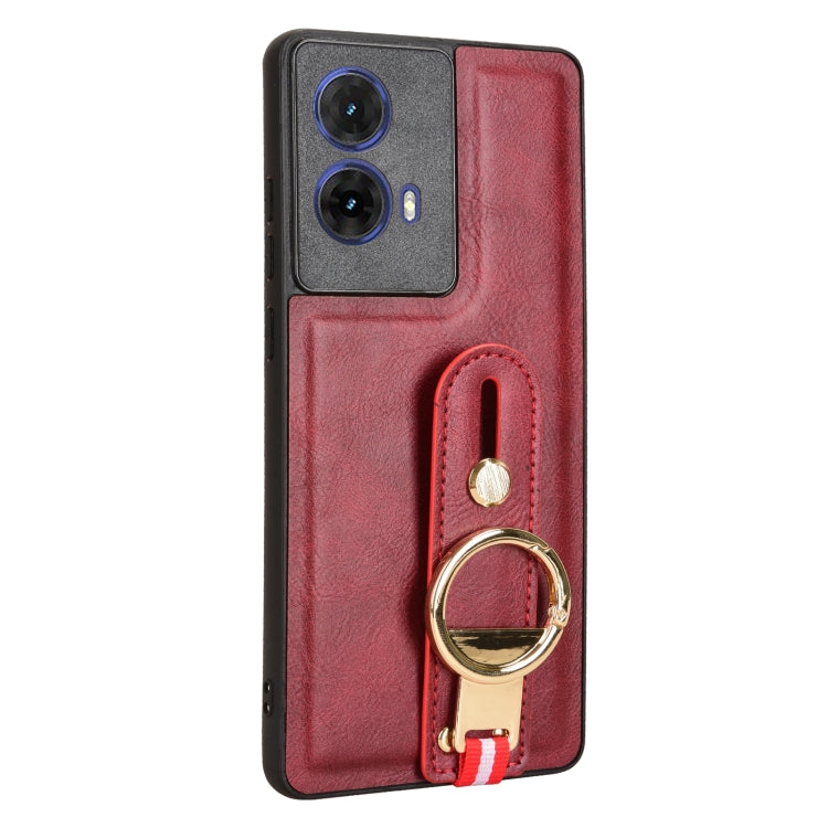 For Motorola Moto G85 5G Wristband Leather Back Phone Case