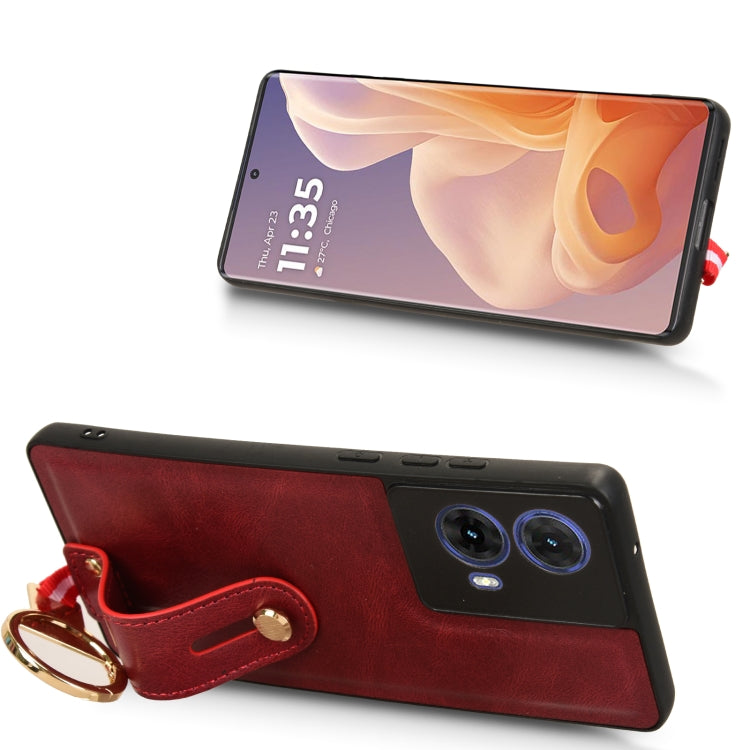 For Motorola Moto G85 5G Wristband Leather Back Phone Case