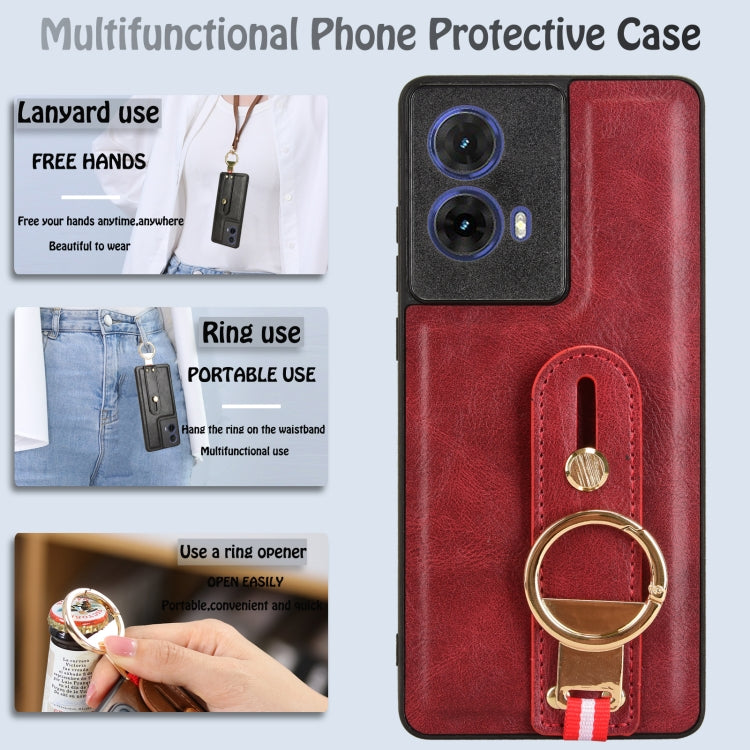 For Motorola Moto G85 5G Wristband Leather Back Phone Case