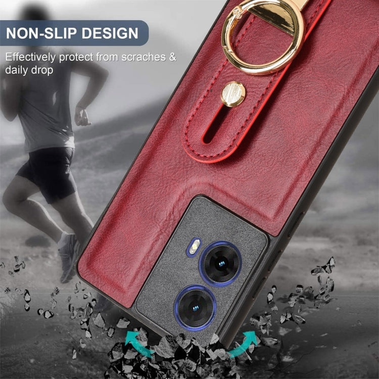 For Motorola Moto G85 5G Wristband Leather Back Phone Case