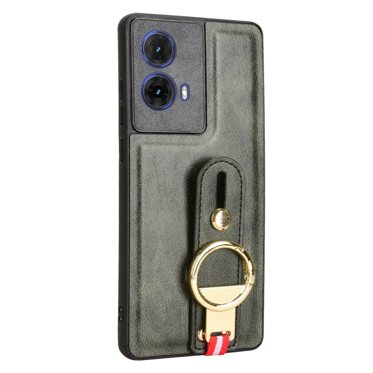 For Motorola Moto G85 5G Wristband Leather Back Phone Case