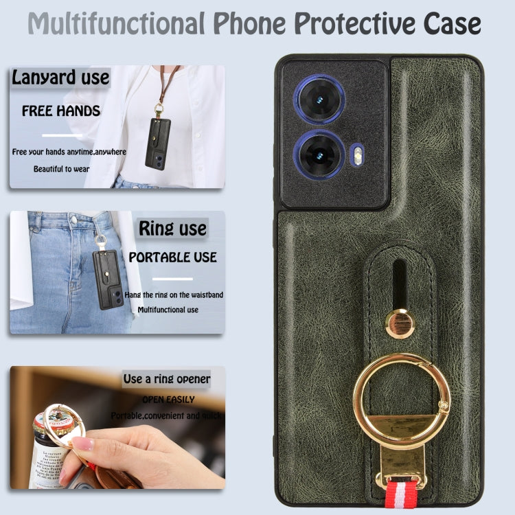 For Motorola Moto G85 5G Wristband Leather Back Phone Case