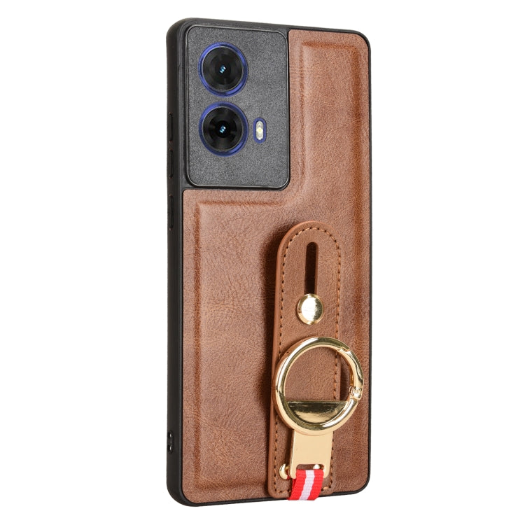 For Motorola Moto G85 5G Wristband Leather Back Phone Case