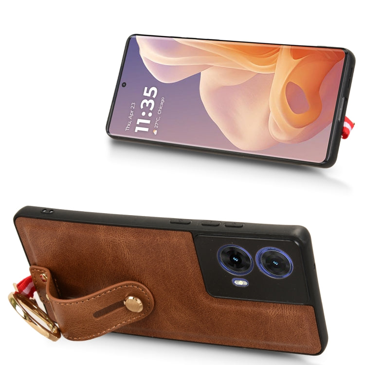 For Motorola Moto G85 5G Wristband Leather Back Phone Case