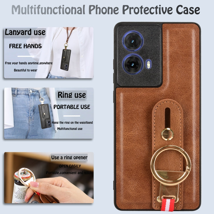 For Motorola Moto G85 5G Wristband Leather Back Phone Case