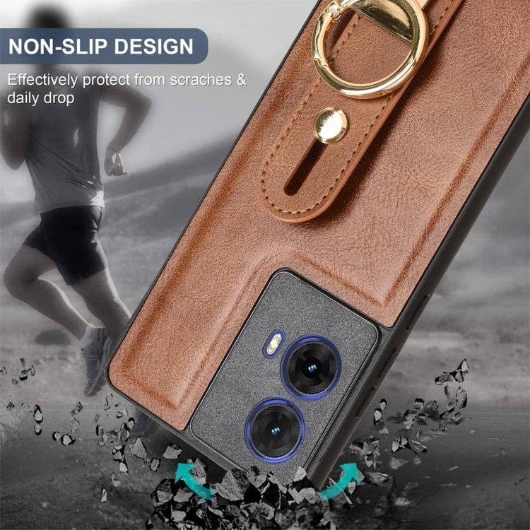 For Motorola Moto G85 5G Wristband Leather Back Phone Case