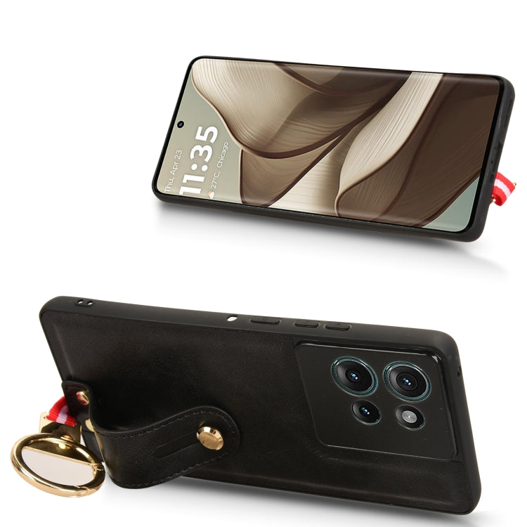 For Motorola Edge 50 5G Wristband Leather Back Phone Case