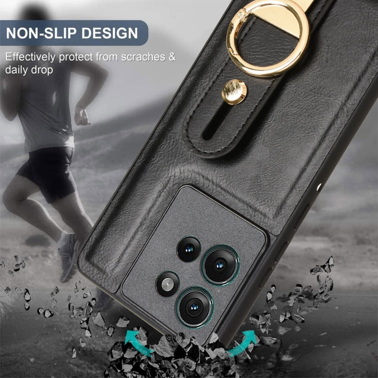 For Motorola Edge 50 5G Wristband Leather Back Phone Case