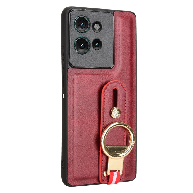 For Motorola Edge 50 5G Wristband Leather Back Phone Case