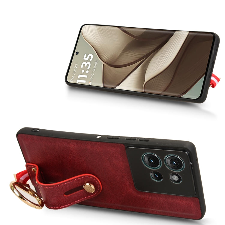 For Motorola Edge 50 5G Wristband Leather Back Phone Case