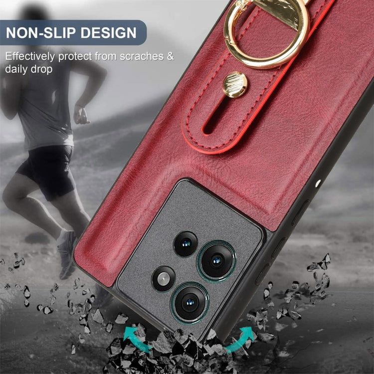 For Motorola Edge 50 5G Wristband Leather Back Phone Case