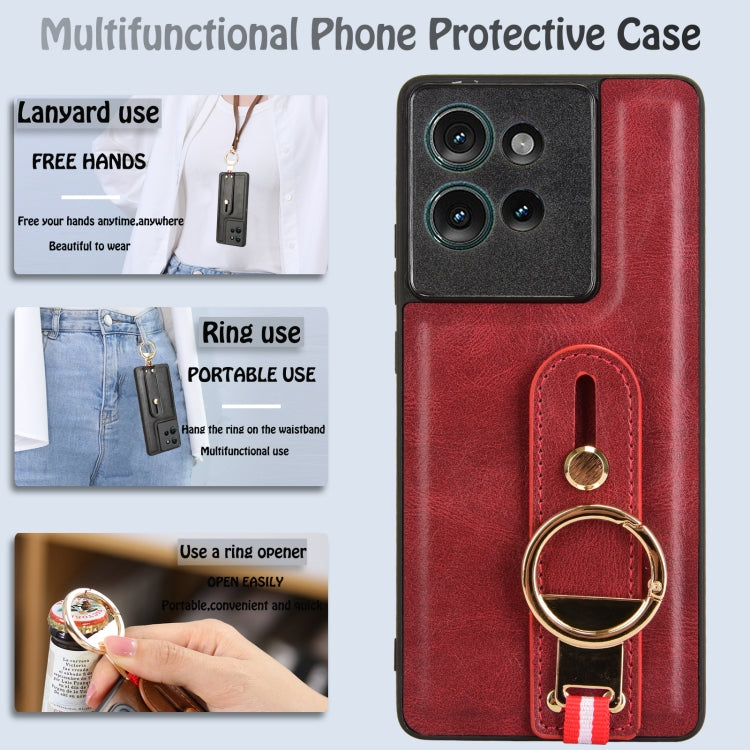 For Motorola Edge 50 5G Wristband Leather Back Phone Case
