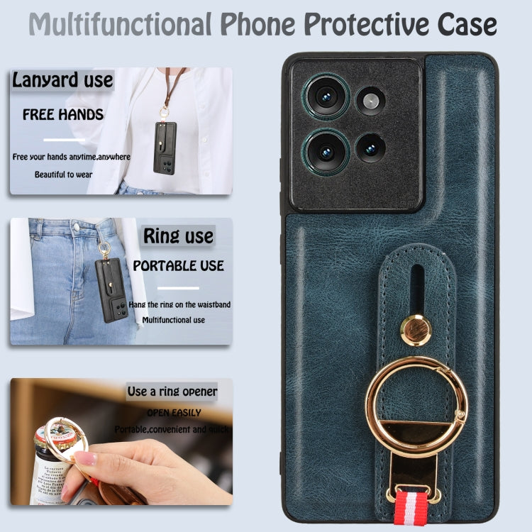 For Motorola Edge 50 5G Wristband Leather Back Phone Case