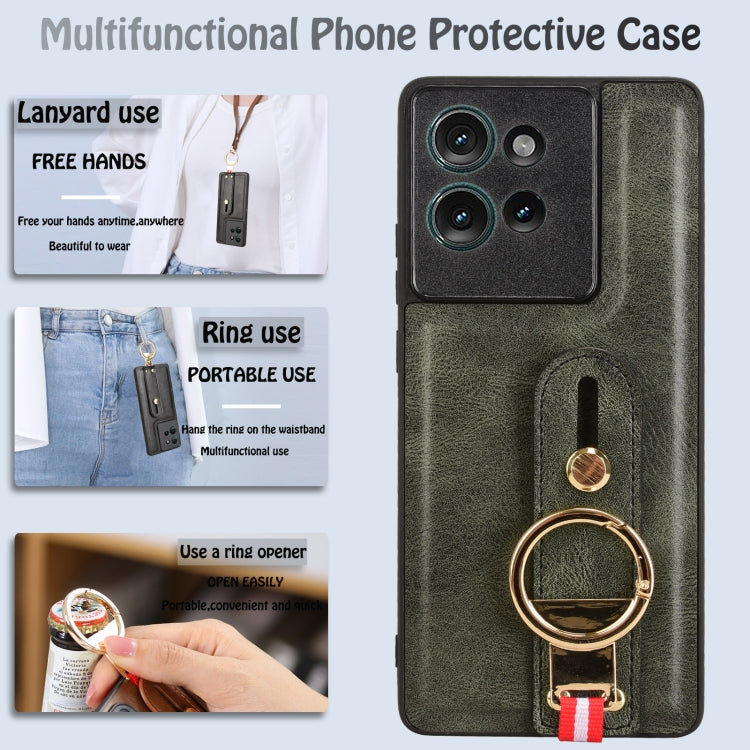 For Motorola Edge 50 5G Wristband Leather Back Phone Case
