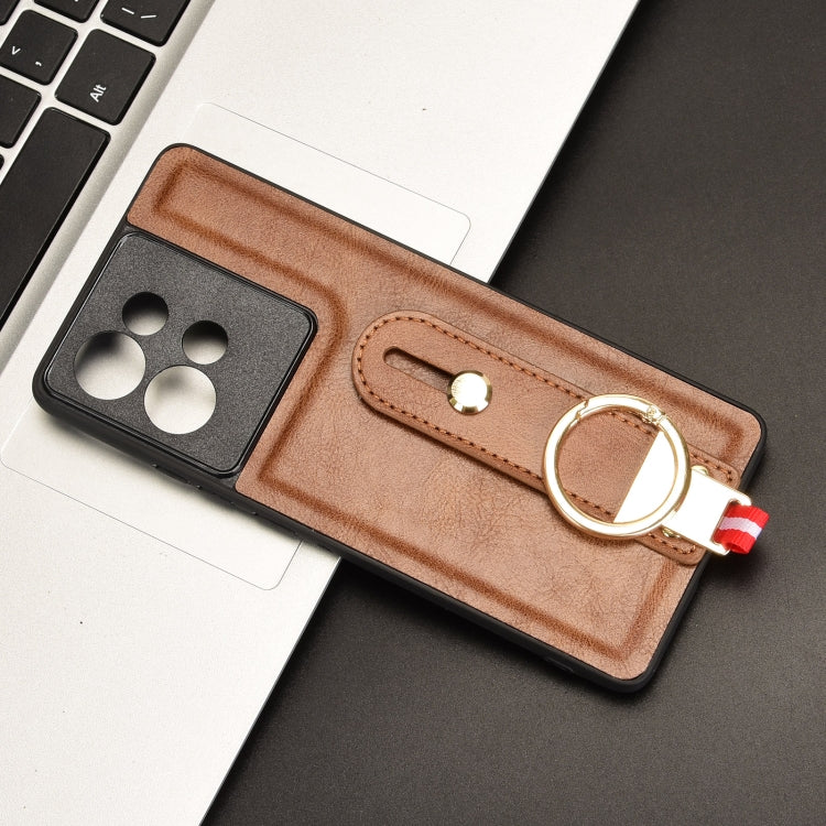 For Motorola Edge 50 5G Wristband Leather Back Phone Case