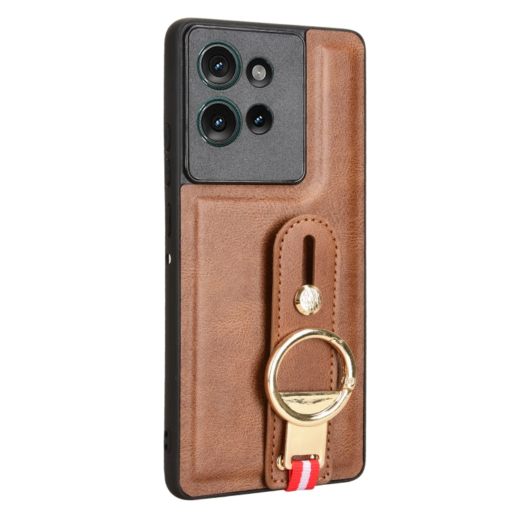 For Motorola Edge 50 5G Wristband Leather Back Phone Case