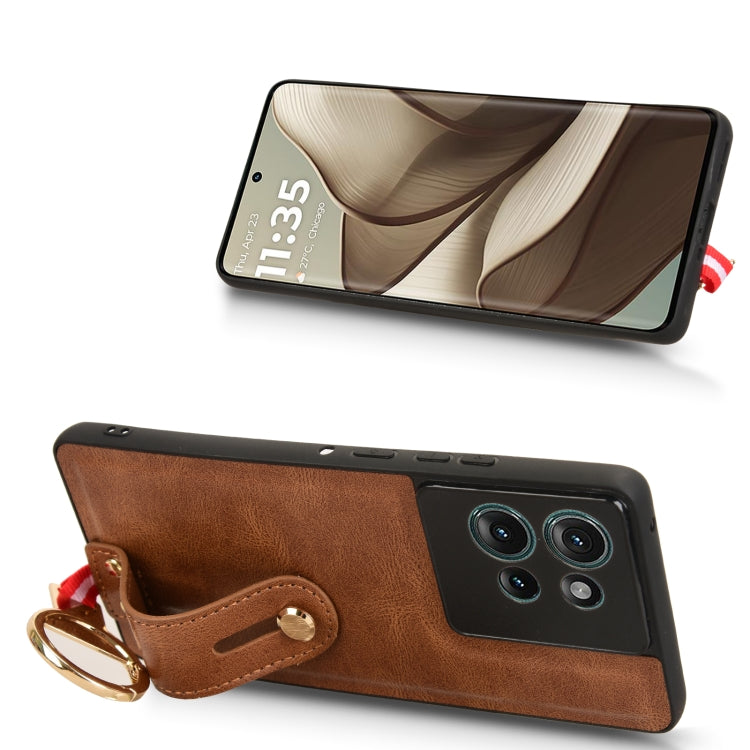 For Motorola Edge 50 5G Wristband Leather Back Phone Case