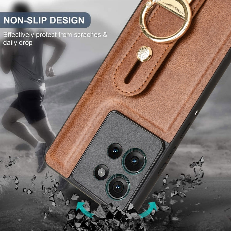 For Motorola Edge 50 5G Wristband Leather Back Phone Case