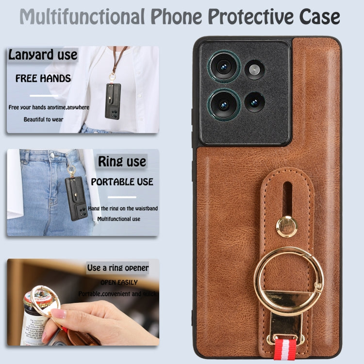 For Motorola Edge 50 5G Wristband Leather Back Phone Case