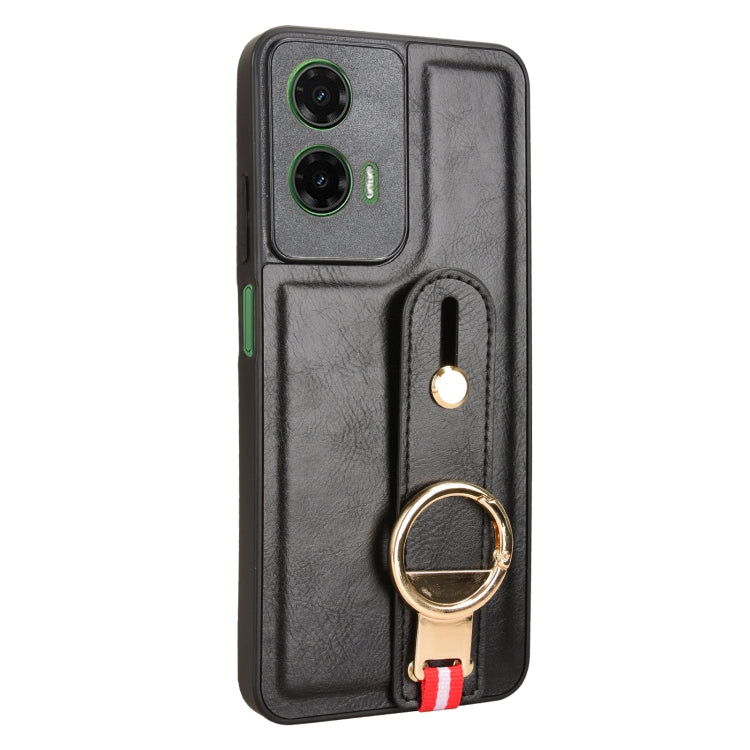 For Motorola Moto G35 5G Wristband Leather Back Phone Case