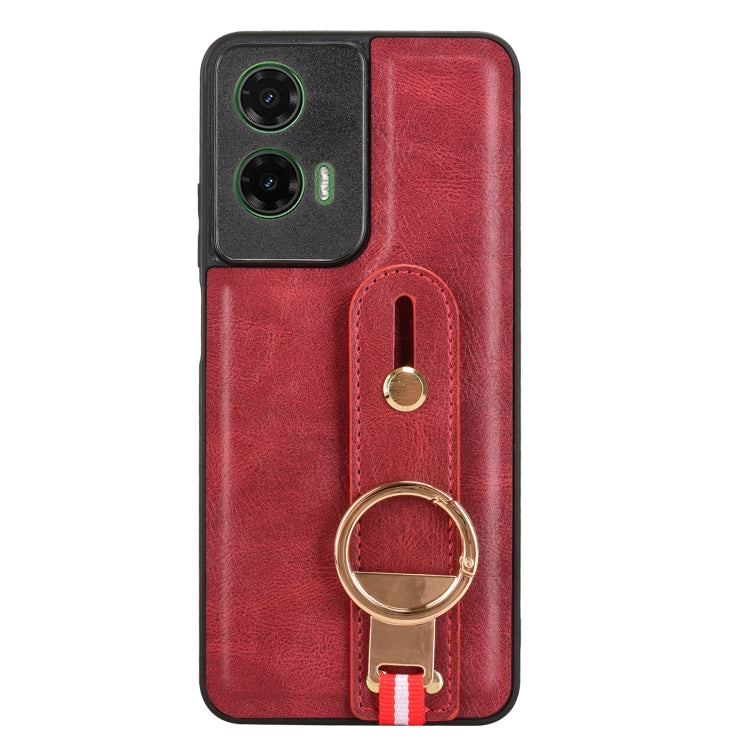 For Motorola Moto G35 5G Wristband Leather Back Phone Case