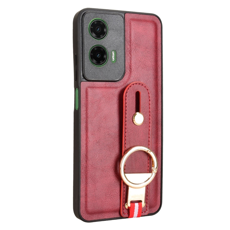 For Motorola Moto G35 5G Wristband Leather Back Phone Case