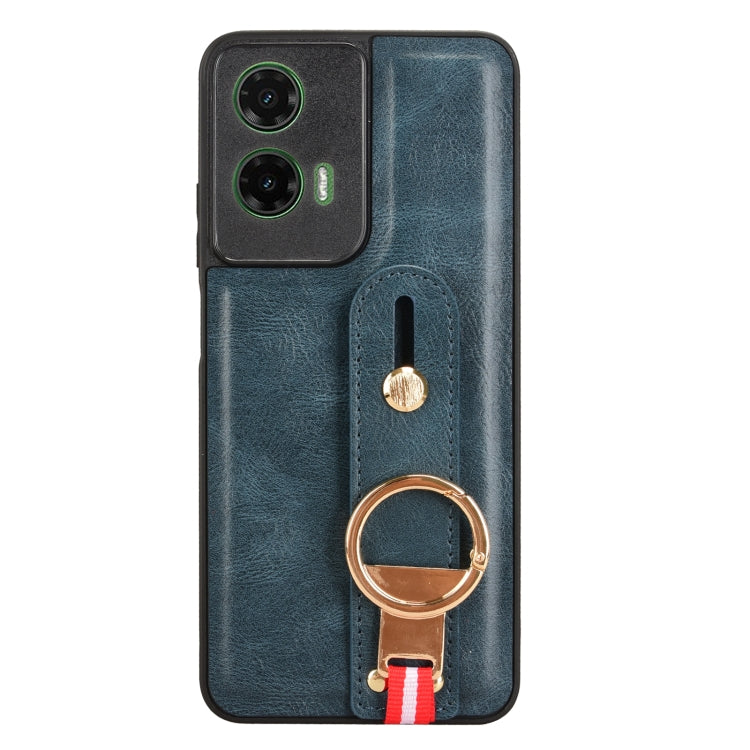 For Motorola Moto G35 5G Wristband Leather Back Phone Case