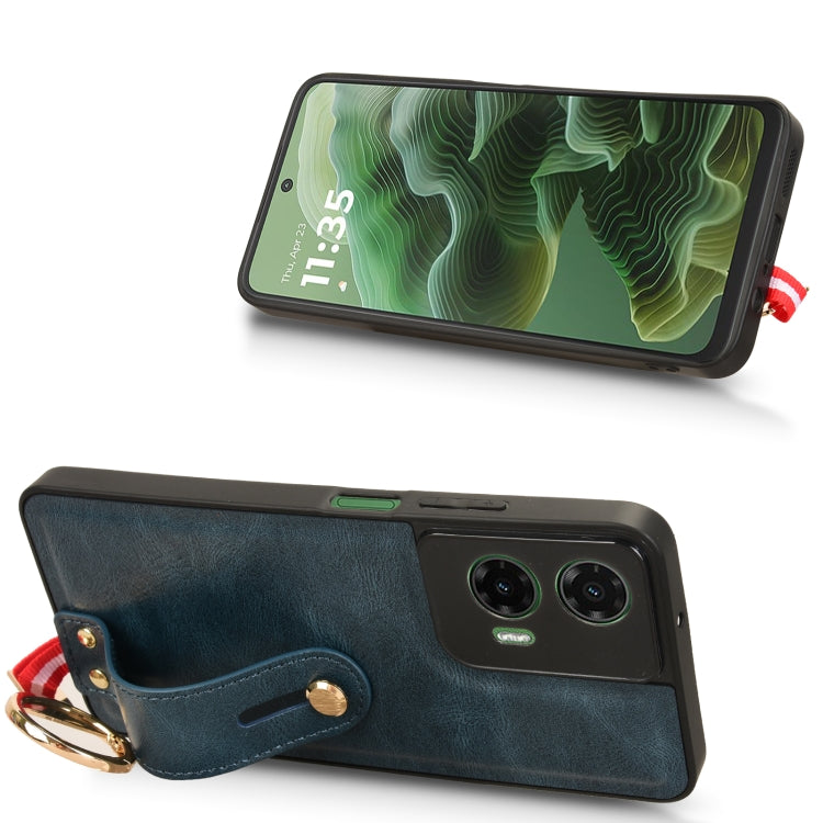 For Motorola Moto G35 5G Wristband Leather Back Phone Case