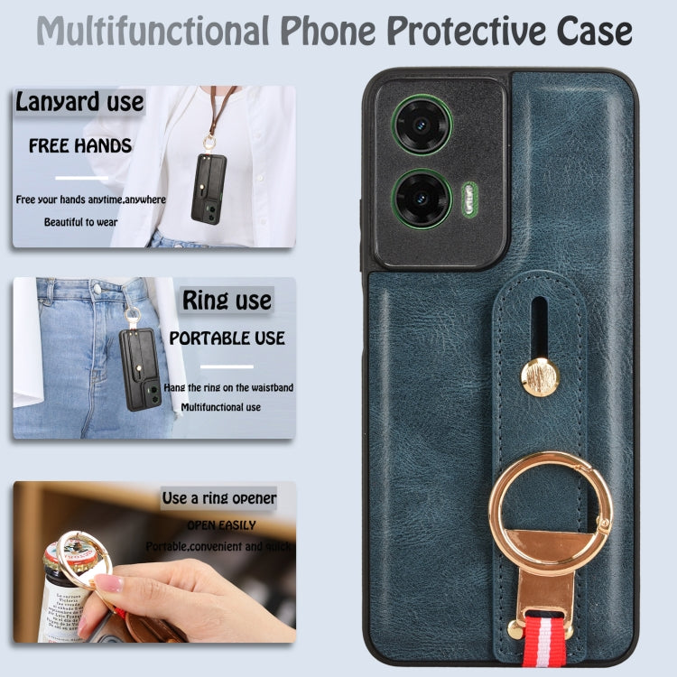 For Motorola Moto G35 5G Wristband Leather Back Phone Case