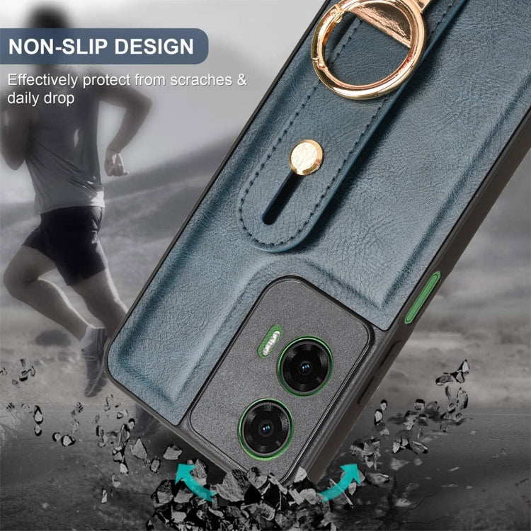 For Motorola Moto G35 5G Wristband Leather Back Phone Case