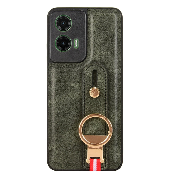 For Motorola Moto G35 5G Wristband Leather Back Phone Case