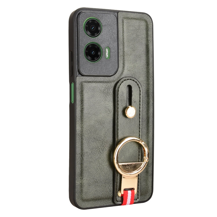 For Motorola Moto G35 5G Wristband Leather Back Phone Case