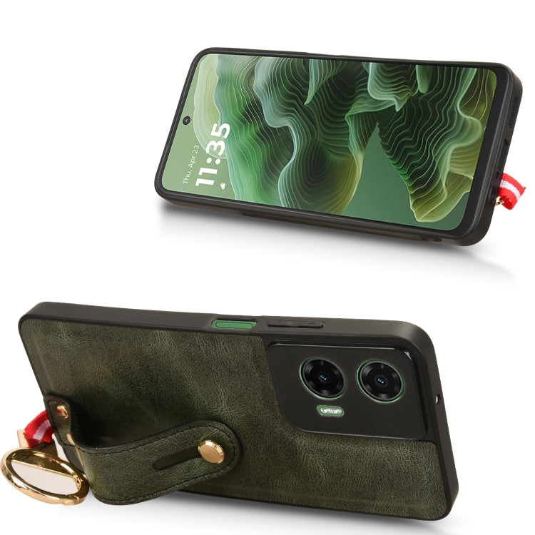 For Motorola Moto G35 5G Wristband Leather Back Phone Case