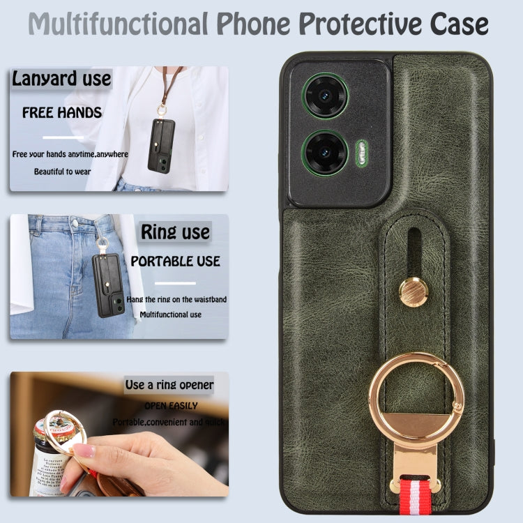 For Motorola Moto G35 5G Wristband Leather Back Phone Case